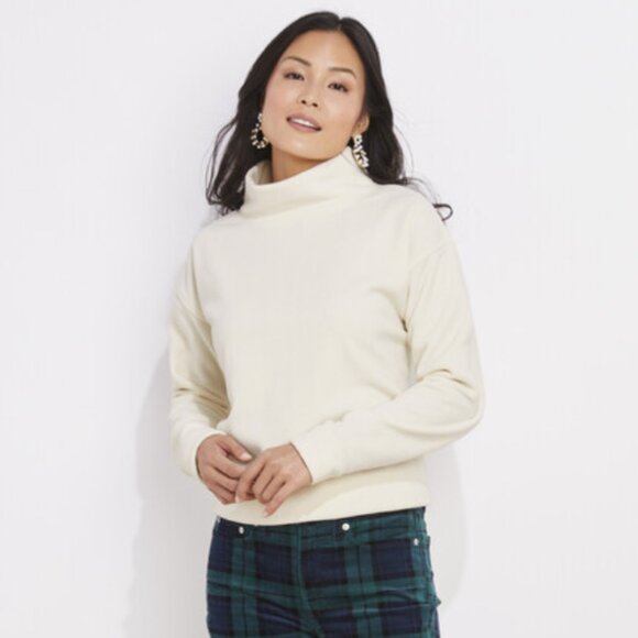 NWT Vineyard Vines Cozy Polar Fleece Funnel Neck Pina Colada Recycled Sweatshirt - Picture 1 of 13
